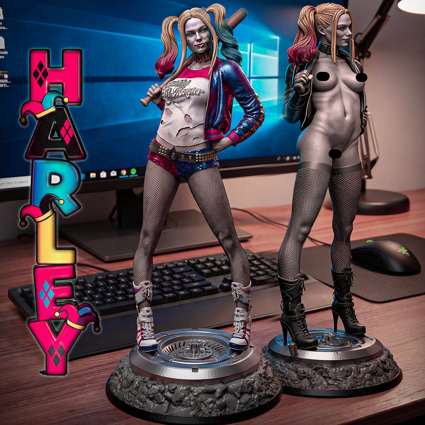 Harley Quinn SFW/NSFW Sculpture (75mm - 500mm) - Unassembled/Unpainted/3D Print